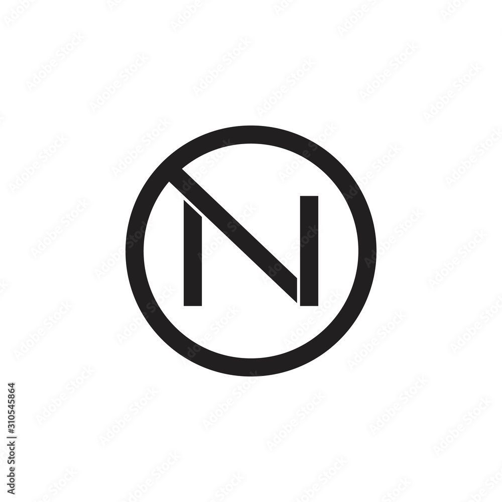 letter n circle geometric linked logo vector letter n circle geometric linked logo vector