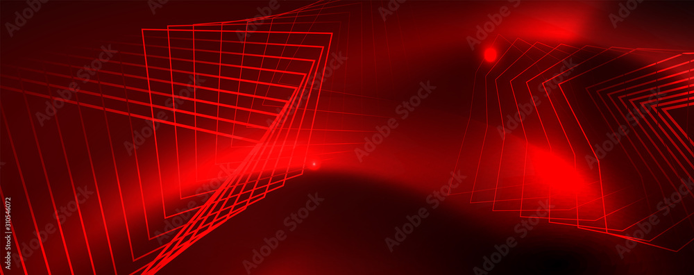 Neon glowing techno lines, hi-tech futuristic abstract background template, vector Neon glowing techno lines, hi-tech futuristic abstract background template, vector