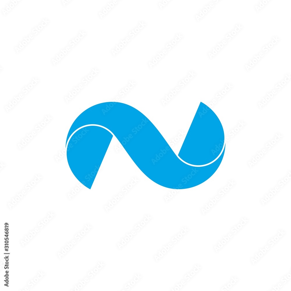 letter n wavy flat 3d logo vector letter n wavy flat 3d logo vector
