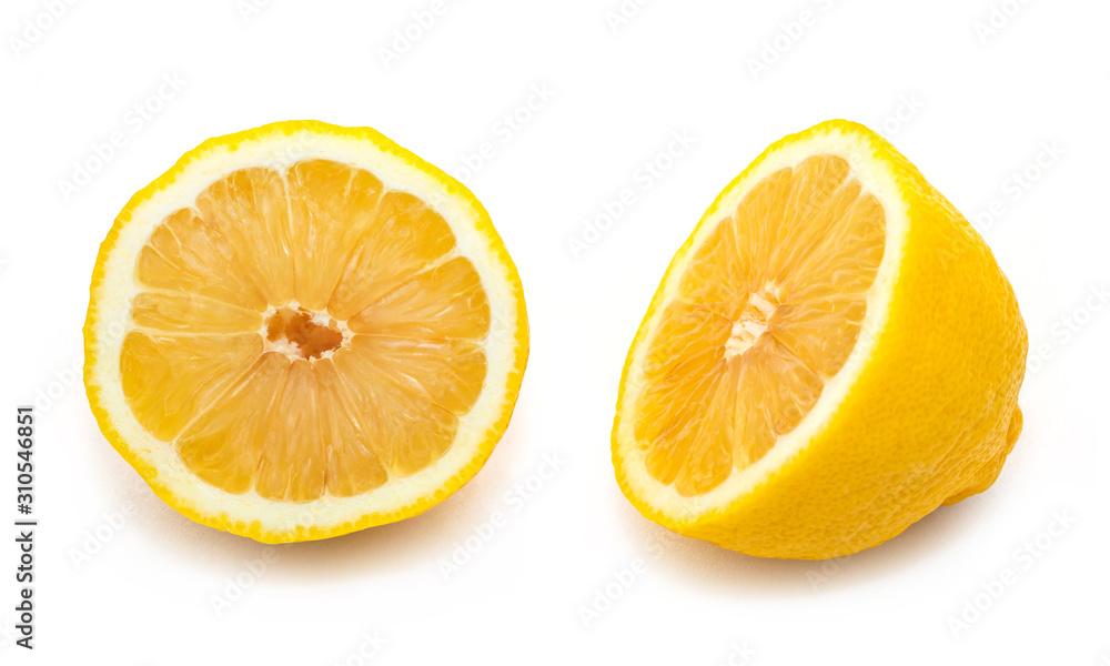 Yellow lemons on isolated white background.Citrus fruit drink and spice in food seasoning.Clipping paths object Yellow lemons on isolated white background.Citrus fruit drink and spice in food seasoning.Clipping paths object