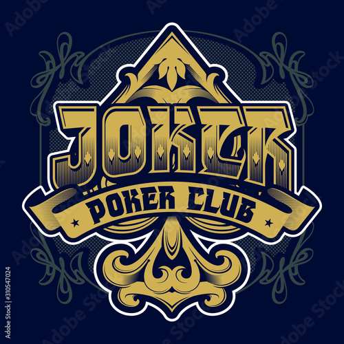 Poker club emblem. Joker lettering