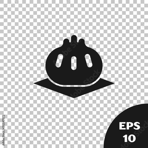 Black Khinkali on cutting board icon isolated on transparent background. Traditional georgian dumpling. Vector Illustration