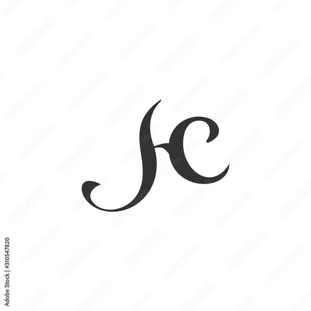letter hc curves linked simple logo vector letter hc curves linked simple logo vector