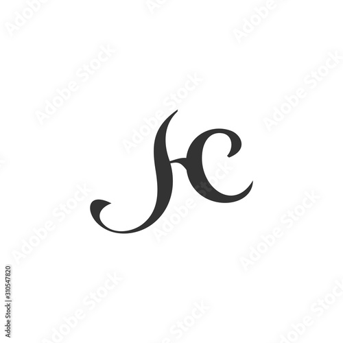 letter hc curves linked simple logo vector