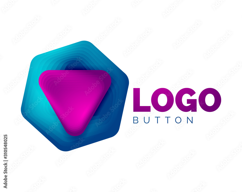 Play, arrow or download button icon, minimal design business logo template. 3d geometric bold in relief style with color blend steps effect. Vector Illustration For Wallpaper, Banner, Background, Card Play, arrow or download button icon, minimal design business logo template. 3d geometric bold in relief style with color blend steps effect. Vector Illustration For Wallpaper, Banner, Background, Card