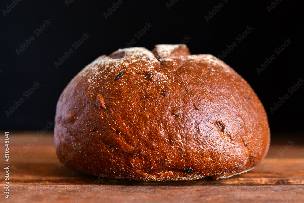 Borodino bread black on the table