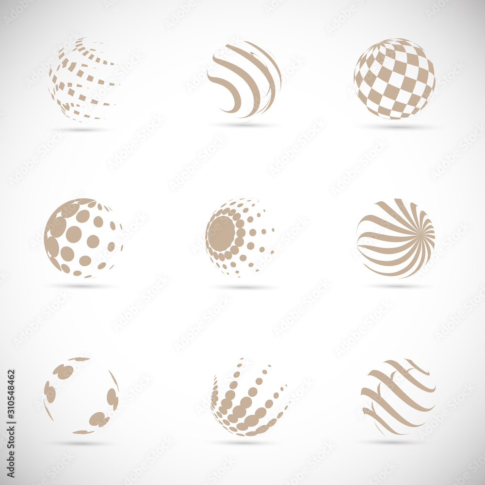 Abstract Globe Logo Set - Isolated On Gray - Vector Illustration ...