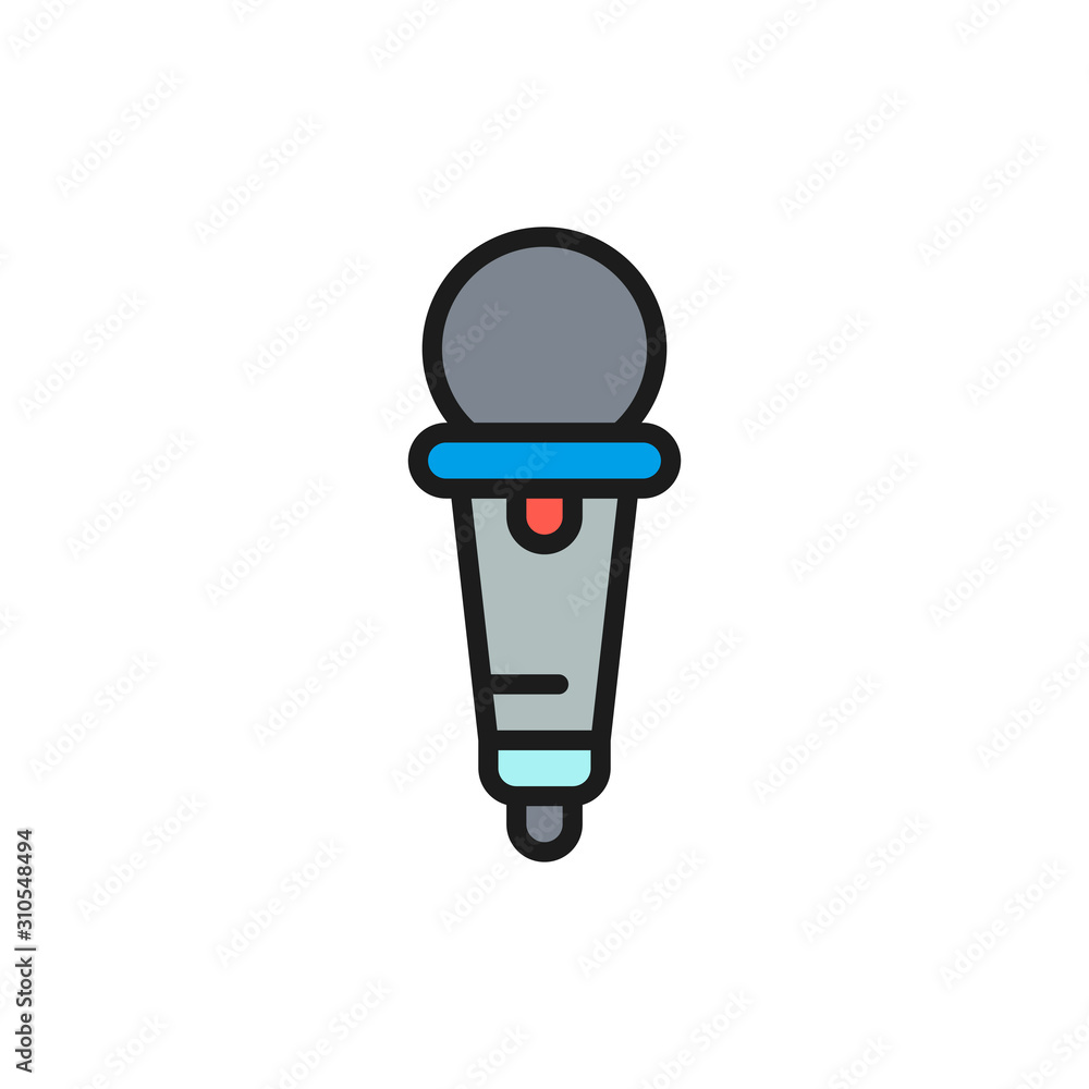 Microphone flat color line icon. Isolated on white background Microphone flat color line icon. Isolated on white background