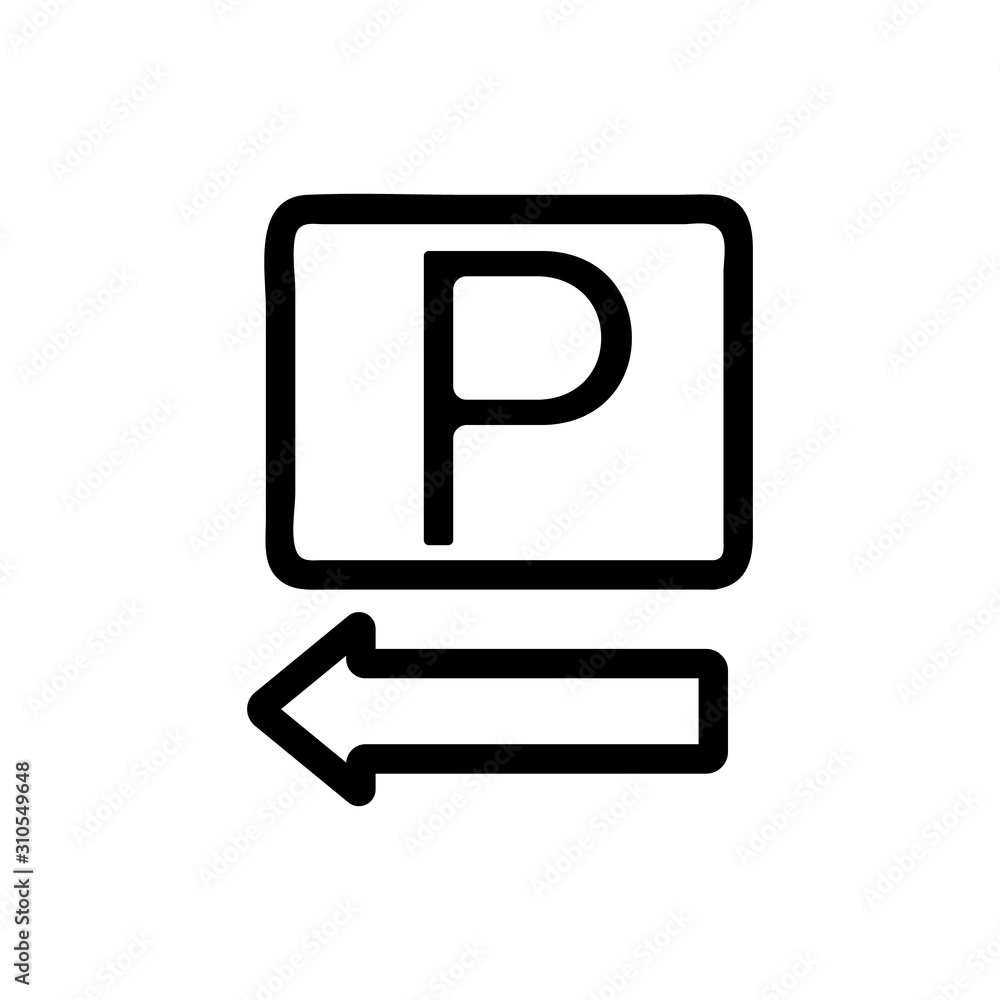 Pointer parking icon vector. A thin line sign. Isolated contour symbol illustration Pointer parking icon vector. A thin line sign. Isolated contour symbol illustration