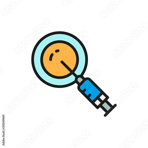 In vitro fertilisation, IVF, artificial insemination of the egg color line icon.