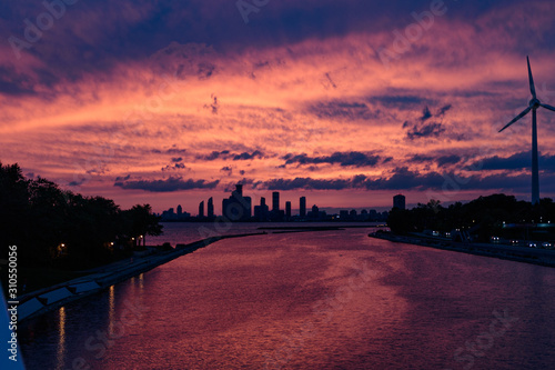 sunset over the city