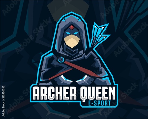 Archer queen Esport logo design template