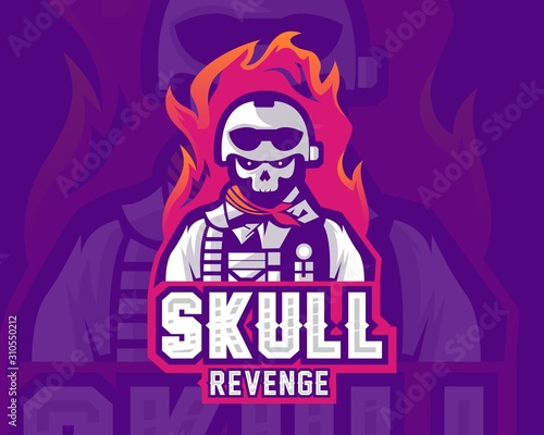 Skull soldier Esport logo design template