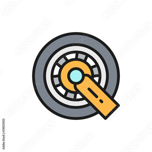 Car wheel lock flat color line icon. Isolated on white background