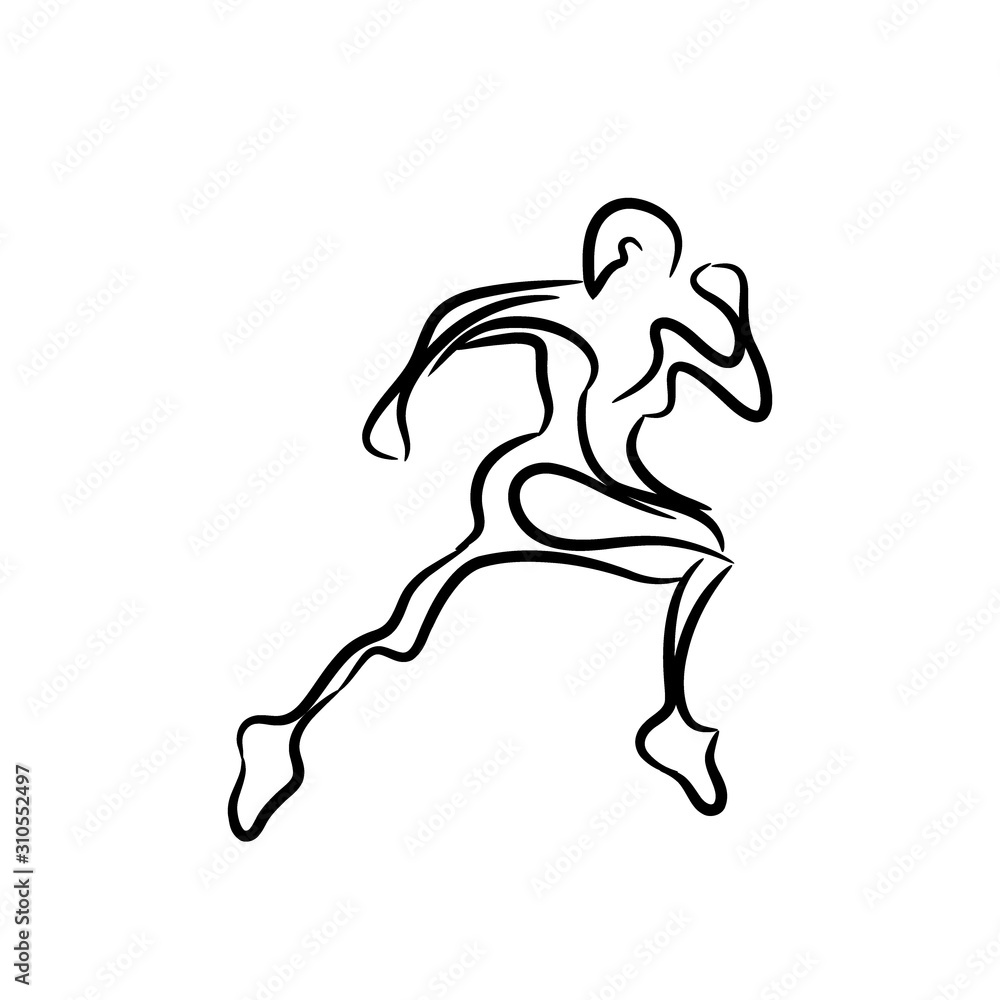 Silhouettes of running athletes with motion trails - geometric style.