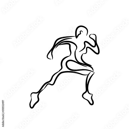 Silhouettes of running athletes with motion trails - geometric style.