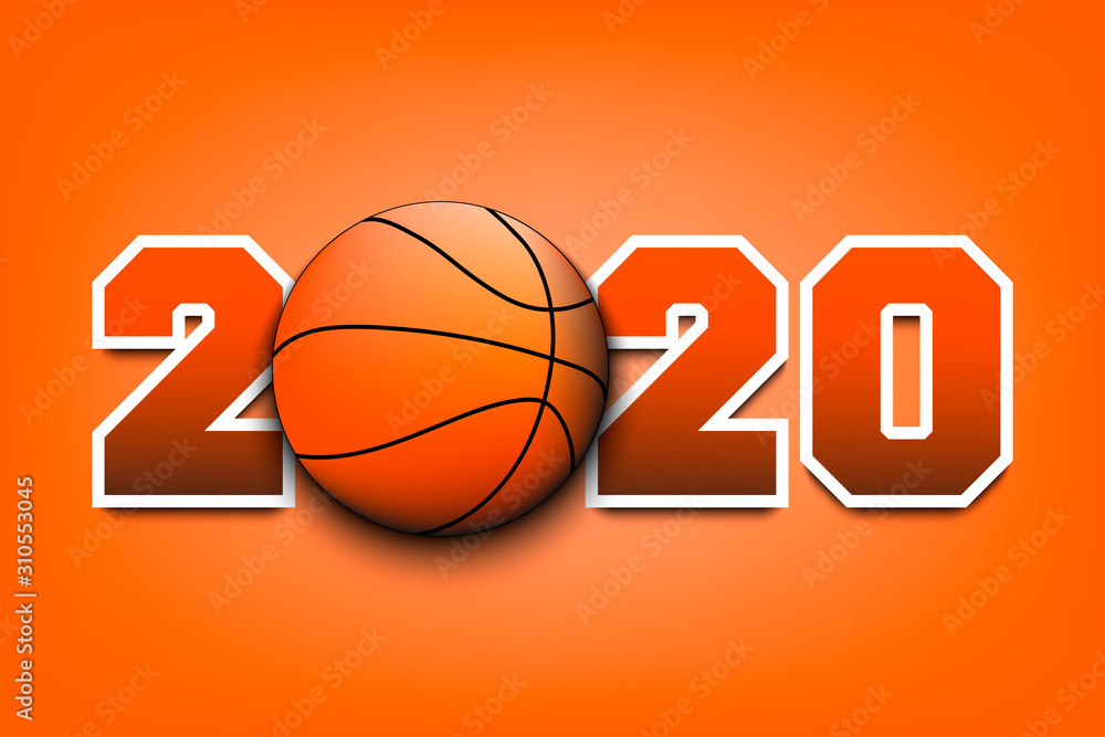 New Year numbers 2020 and basketball ball