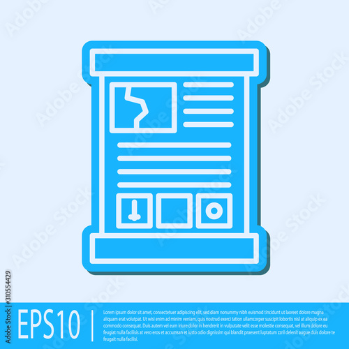 Blue line Game guide icon isolated on grey background. User manual, instruction, guidebook, handbook. Vector Illustration