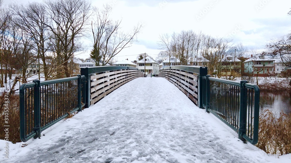 bridge over the river in winter bridge over the river in winter