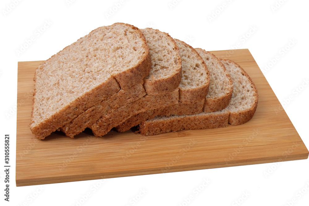 Whole grain bread isolated on white background..