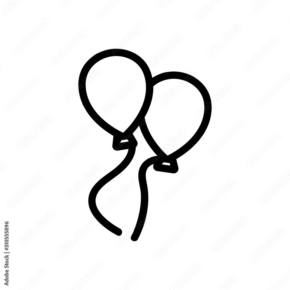 Balloons icon vector. A thin line sign. Isolated contour symbol illustration Balloons icon vector. A thin line sign. Isolated contour symbol illustration