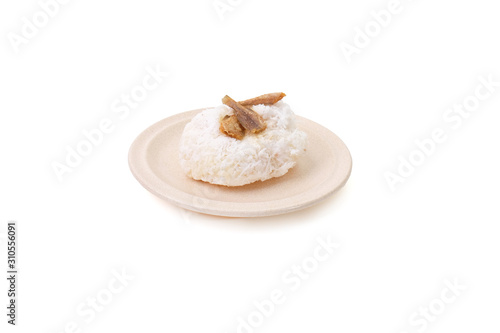 Malaysian Traditional Confectionery called “Pulut Ikan Kering” which consist of sticky rice, coconut and salted fish..