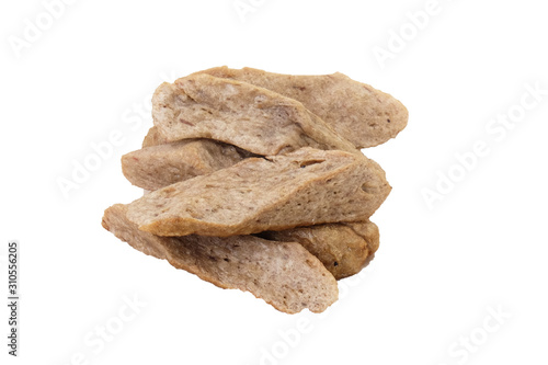 Fried Keropok Lekor; Traditional Malaysian Fish Cake with made from fishes, Sago flour and salts..