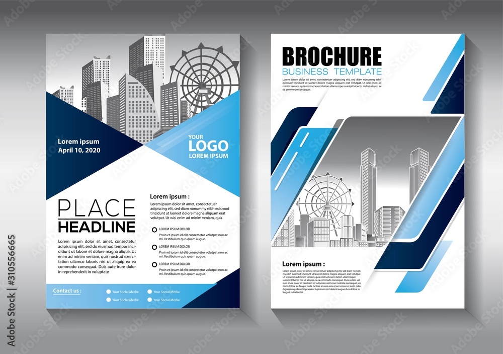 Business abstract vector template. Brochure design, cover modern layout, annual report, poster, flyer in A4 with colorful triangles, geometric shapes for tech, science, market with light background