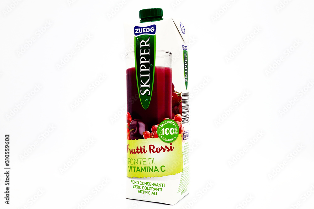 Italy – December 19, 2019: SKIPPER ZUEGG Red Fruits Juice. Tetra Pak  packaging Stock Photo | Adobe Stock