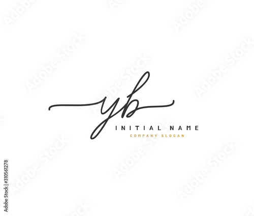 Y B YB Beauty vector initial logo, handwriting logo of initial signature, wedding, fashion, jewerly, boutique, floral and botanical with creative template for any company or business.