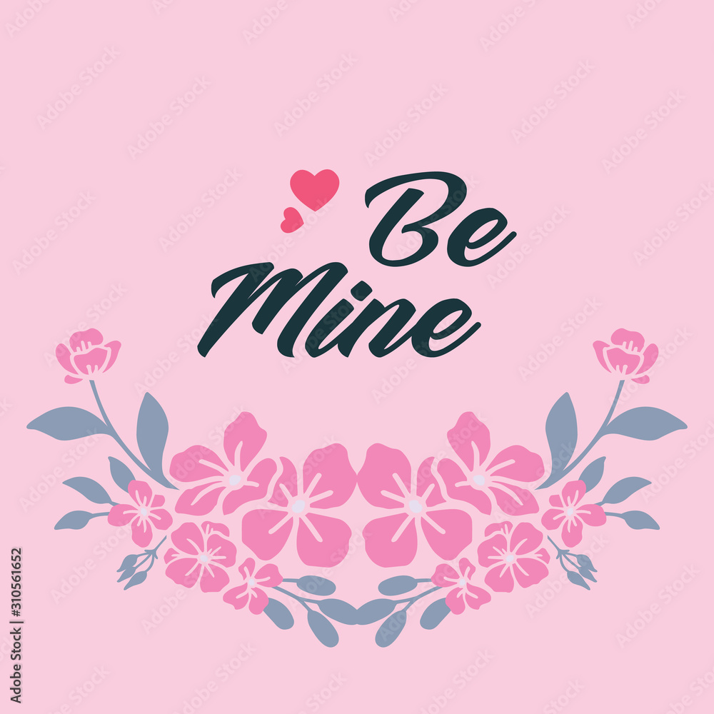 Crowd of pink flower frames, for greeting card lettering be mine. Vector