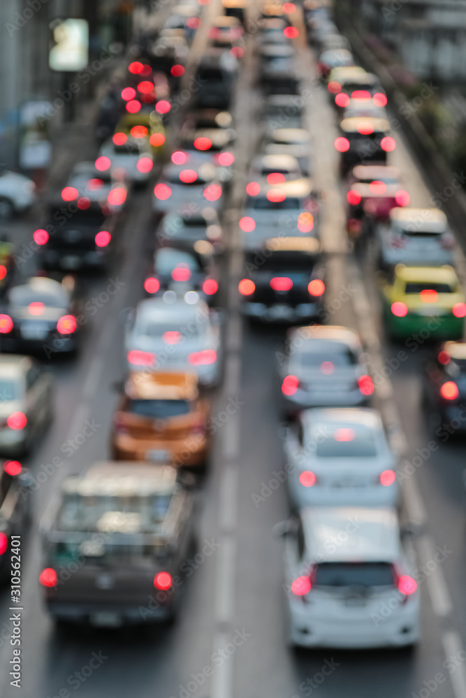 Abstract background blur of traffic jam rush hour in big city