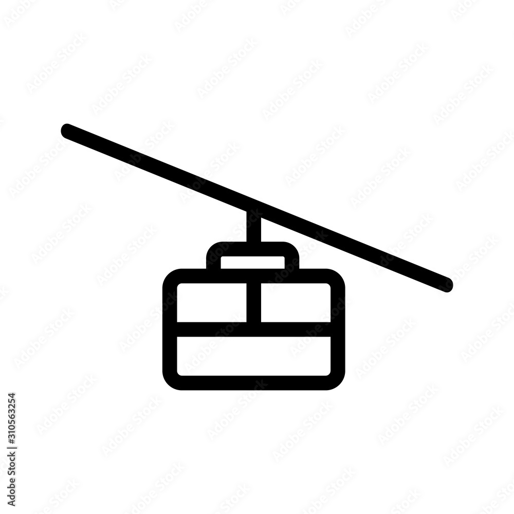 Lift in the roller coaster icon vector. A thin line sign. Isolated contour symbol illustration Lift in the roller coaster icon vector. A thin line sign. Isolated contour symbol illustration