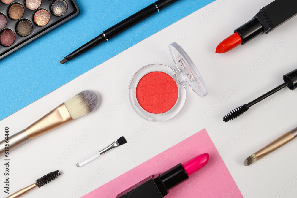 set of cosmetics and makeup