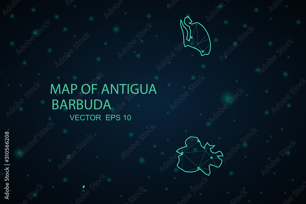 Map of antigua and barbuda with borders as scribble