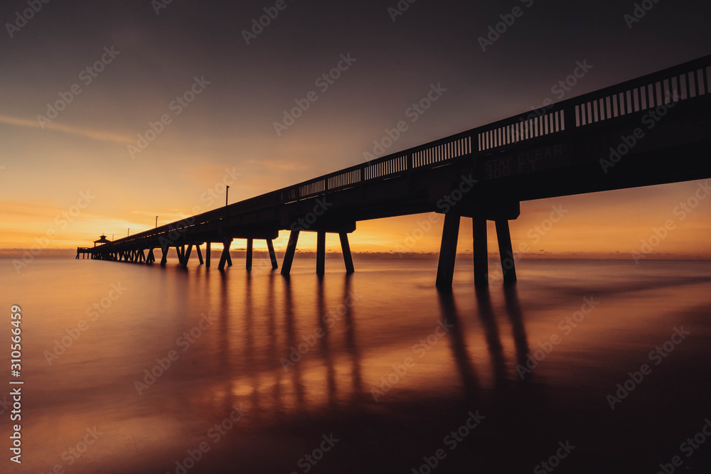 Horizontal longexposure photo of pier, Deerfield beach, Florida