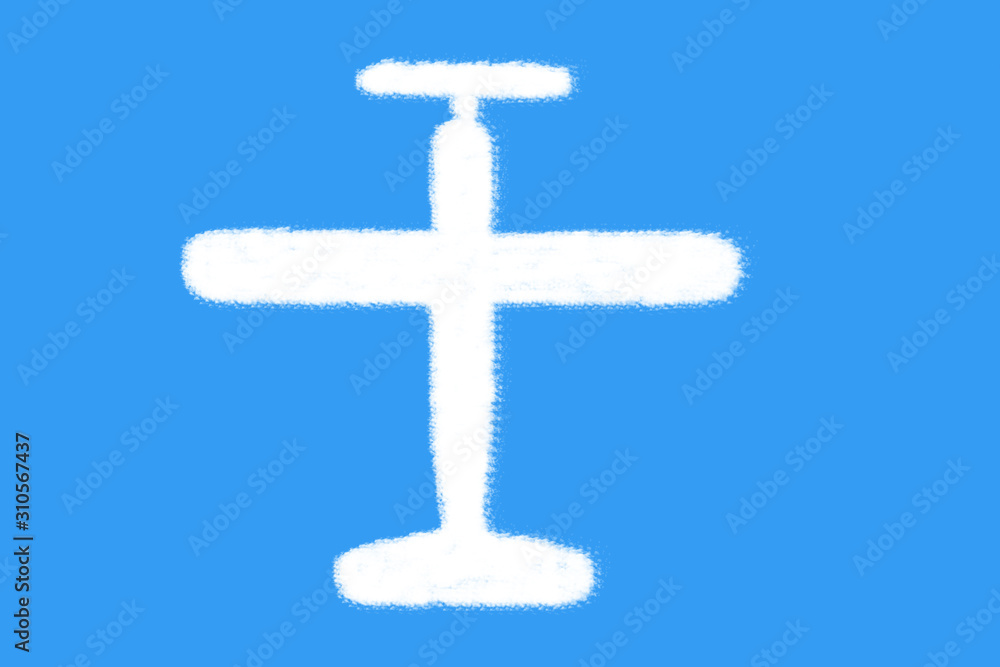 Plane shape clouds in the blue sky Plane shape clouds in the blue sky