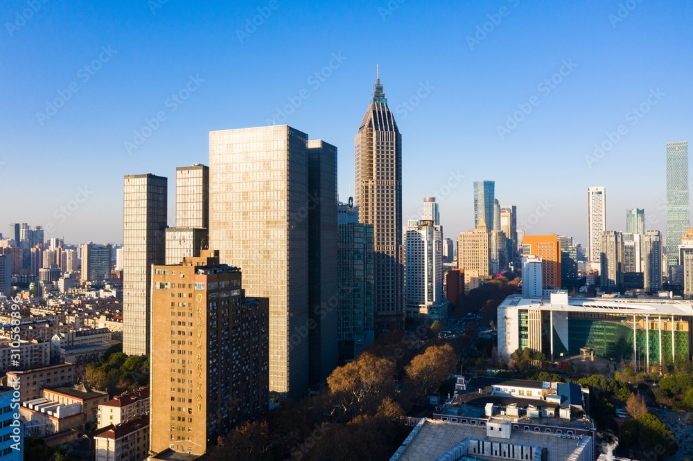 Obraz premium Skyline of Nanjing City in A Sunny Day Taken with A Drone