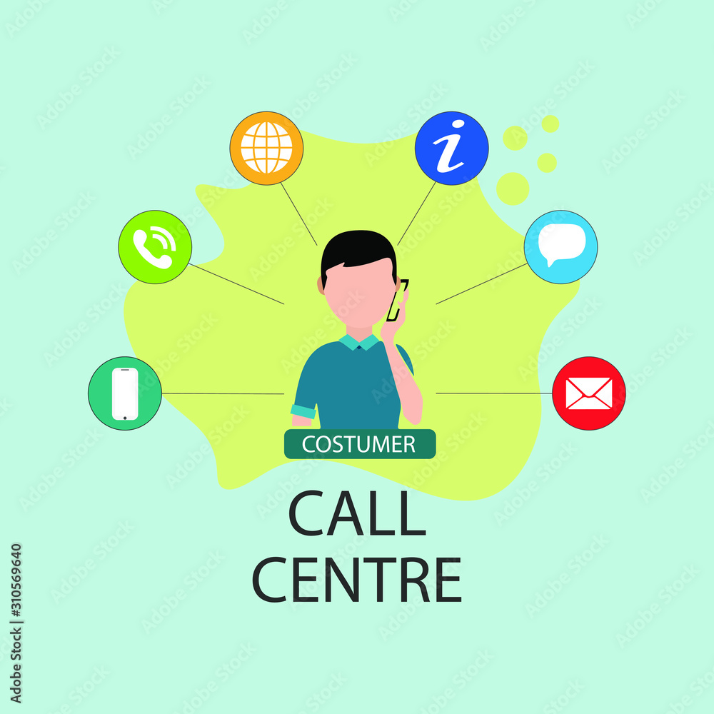Character Vector illustration, customer service, male hotline operator advises client, online global technical support Character Vector illustration, customer service, male hotline operator advises client, online global technical support