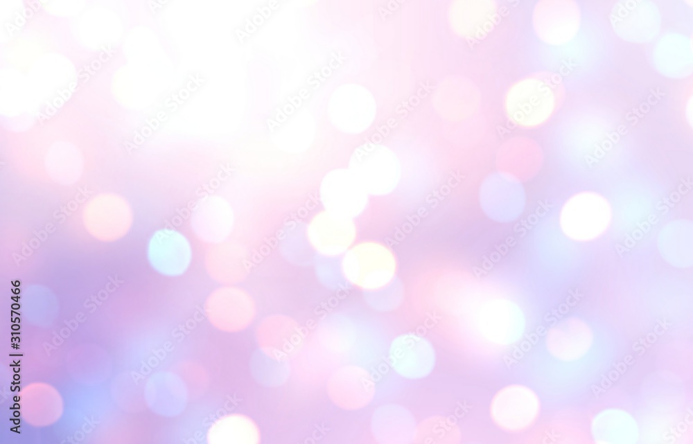 Bokeh pink tender empty background. Shiny abstract texture. Confetti blurred pattern. Holiday defocused template. Girl style.
