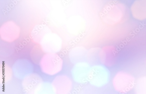Bright boke defocus texture. Pink lights pattern on white lilac subtle background. Holiday sparkles abstract illustration.