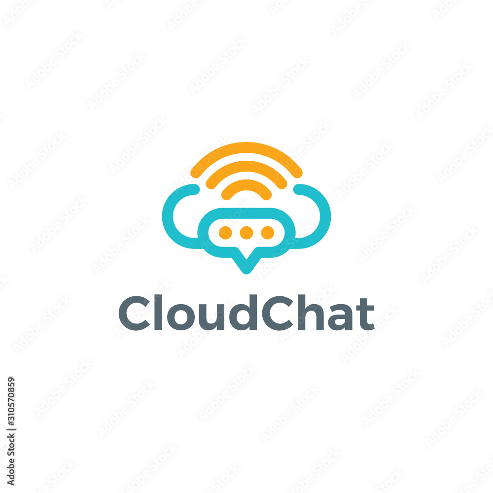 Cloud Live Chat Wifi Signal Vector Illustration Logo Cloud Live Chat Wifi Signal Vector Illustration Logo