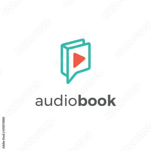 Audio Video Play Book E-book Learn Education Vector Illustration Logo