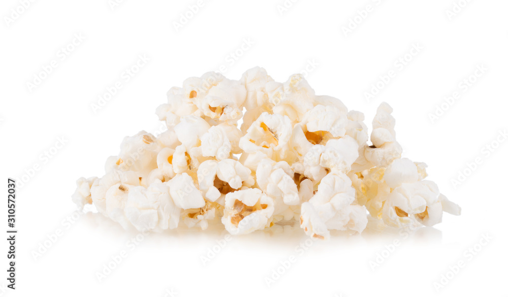 group of popcorn isolated on white background