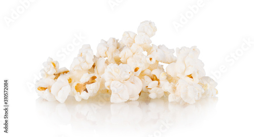 group of popcorn isolated on white background