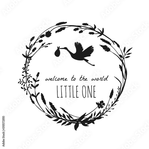 Welcome to the world little one. Stork illustration © Ava Ava