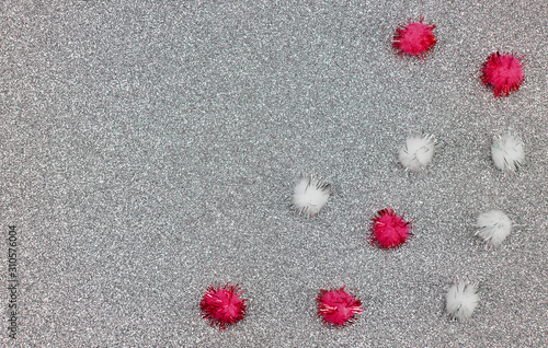 Fluffy red jewelry with sil...
