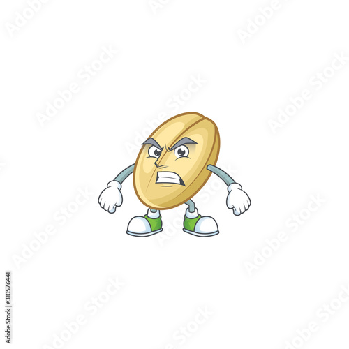 Picture of split bean cartoon character with angry face