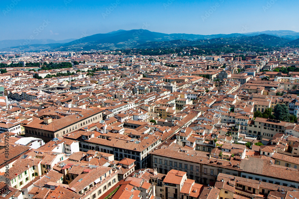 Cityscape of Red Roofs in Florence Italy