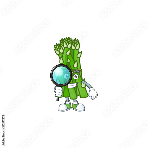 Smart One eye asparagus Detective cartoon character design